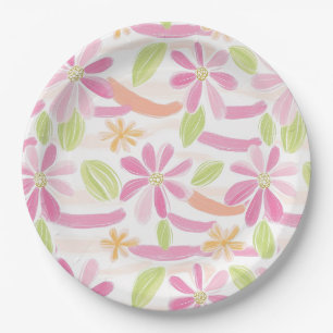 Assiettes En Carton Fleur pastel rétro (2)