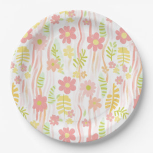 Assiettes En Carton Fleur pastel rétro (3)