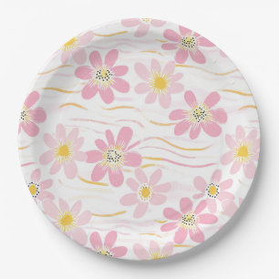 Assiettes En Carton Fleur pastel rétro (4)