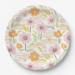 Assiettes En Carton Fleur pastel rétro (7)