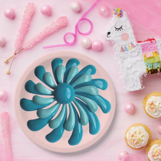 Assiettes En Carton Fleur rétro - MCM Printemps Jardin d'été Mariage (Fête)