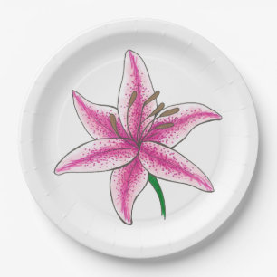 Assiettes En Carton Fleur rose Fleur Floral Jardin Fête Ressort Lys