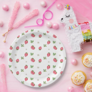 Assiettes En Carton Fleur rose fraise