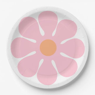 Assiettes En Carton Fleur rose Super Anniversaire Retro Party