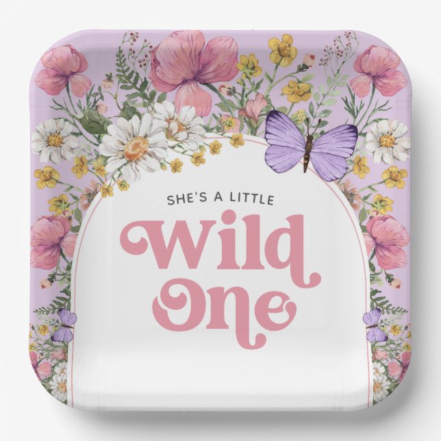 Assiettes En Carton Fleur sauvage 1er anniversaire (Recto)