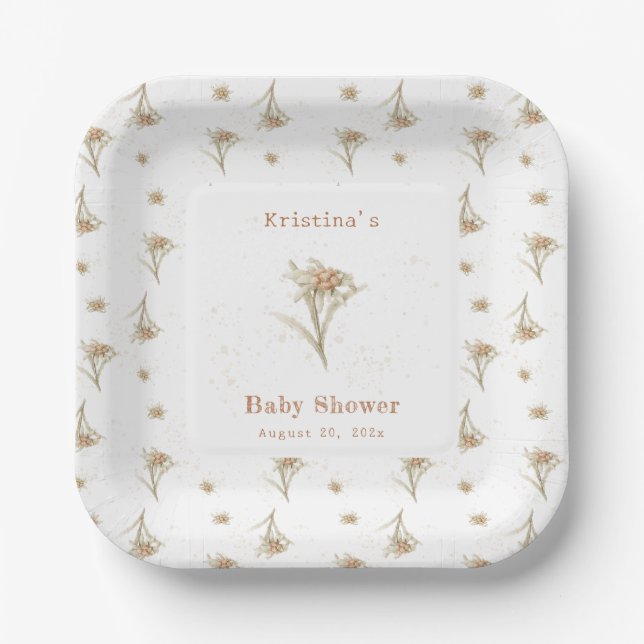 Assiettes En Carton Fleur sauvage alpin Edelweiss (Recto)