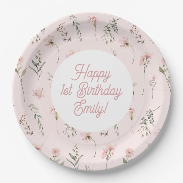 Assiettes En Carton Fleur sauvage aquarelle miss onederland 1er annive (Devant)