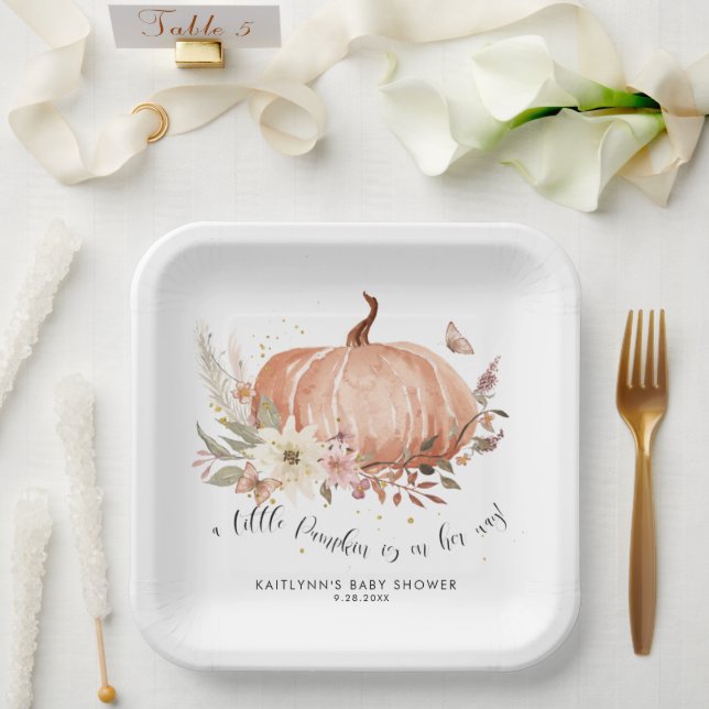 Assiettes En Carton Fleur sauvage Automne Floral Citrouille Baby showe (Mariage)