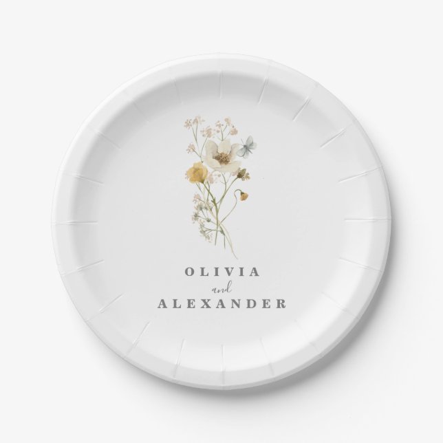 Assiettes En Carton Fleur sauvage Boho jardin fleuri (Devant)