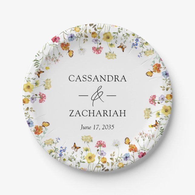 Assiettes En Carton Fleur sauvage Boho Wedding shower botanique (Devant)