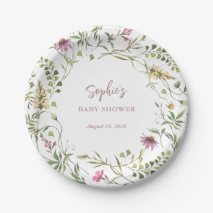 Assiettes En Carton Fleur sauvage botanique Baby shower élégant