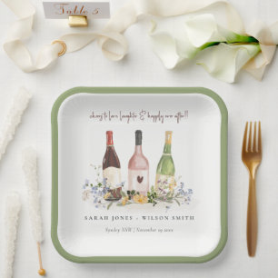Assiettes En Carton Fleur sauvage Cheers to Love Wine Bottts Mariage