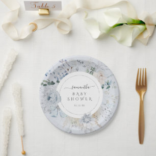 Assiettes En Carton Fleur sauvage d'hiver Elegant Baby shower Boho