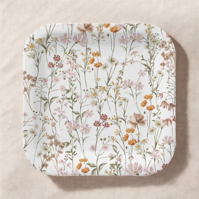 Assiettes En Carton Fleur sauvage en terre cuite Mariage Boho dans le  (Créateur téléchargé)