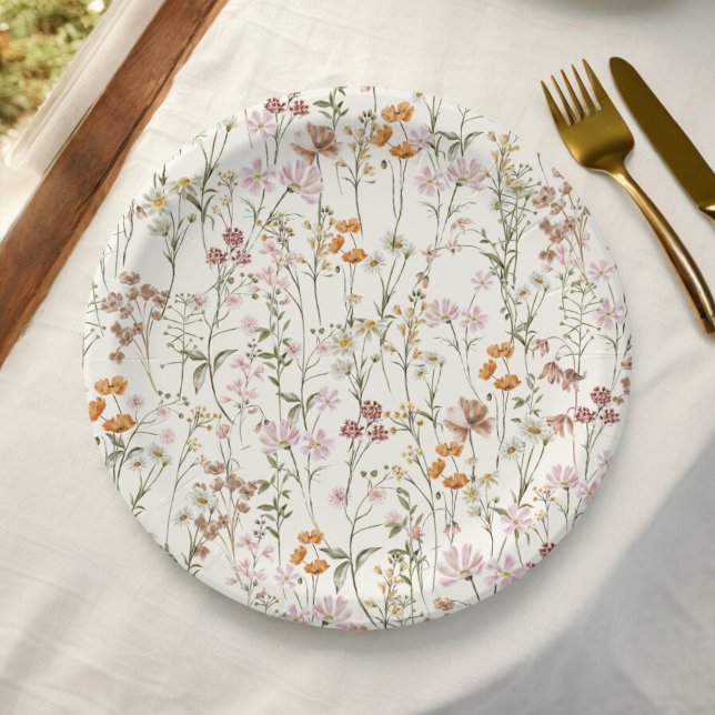 Assiettes En Carton Fleur sauvage en terre cuite Mariage Boho dans le  (Créateur téléchargé)