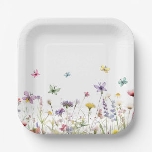 Assiettes En Carton Fleur sauvage fantaisie
