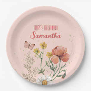 Assiettes En Carton Fleur sauvage Floral Personnalisé