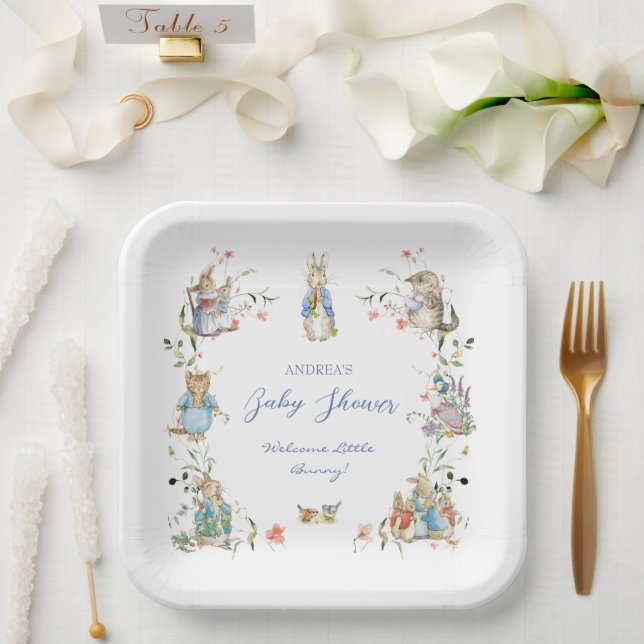 Assiettes En Carton Fleur sauvage Peter le Baby shower lapin Grand (Mariage)