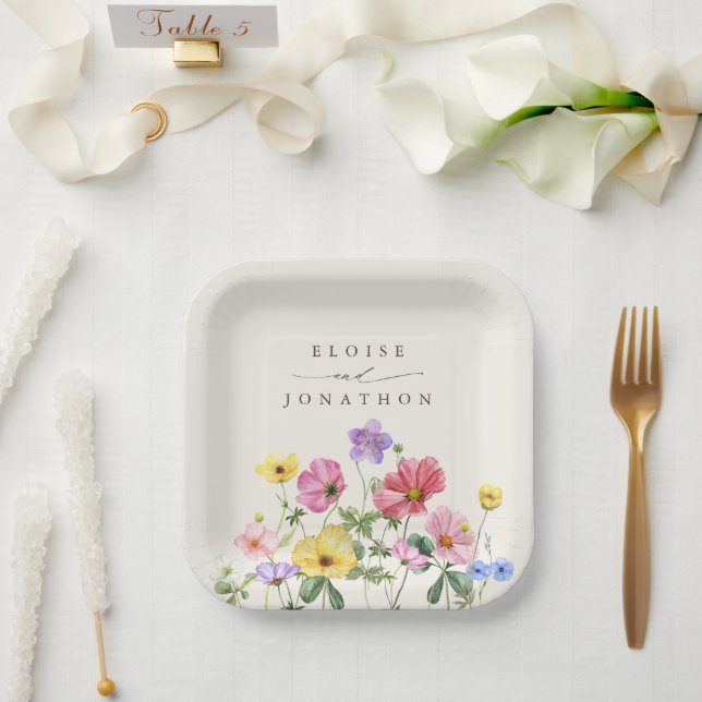 Assiettes En Carton Fleur sauvage Rustic Chic Floral Mariage campagnar (Mariage)