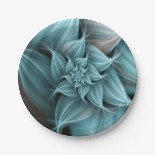 Assiettes En Carton Fleur Turquoise Magnifique Fractale