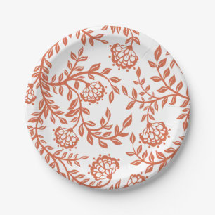 Assiettes En Carton Fleur Vintage orange