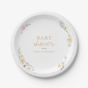 Assiettes En Carton Fleurs boho botaniques Invitation de baby shower 