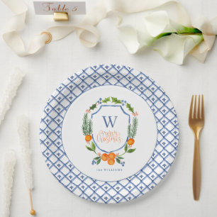 Assiettes En Carton Fleurs botaniques d'agrumes d'hiver Feuillage