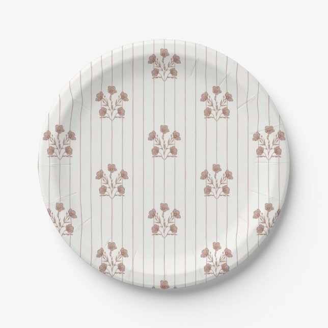 Assiettes En Carton Fleurs Brown (Devant)