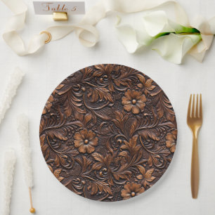 Assiettes En Carton Fleurs Brown Western Cowgirl