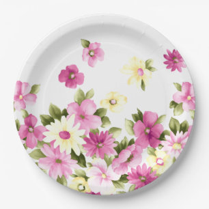 Assiettes En Carton Fleurs colorées adorables de fille en fleurs