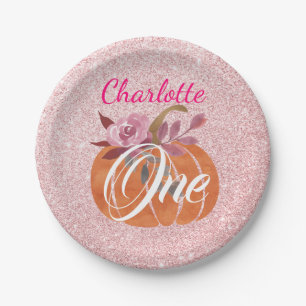 Assiettes En Carton Fleurs d'automne de pumpkin pour 1er anniversaire