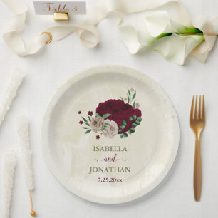 Assiettes En Carton Fleurs de champagne de Bourgogne mariage