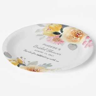 Assiettes En Carton Fleurs de douche de mariée moderne botanique aquar