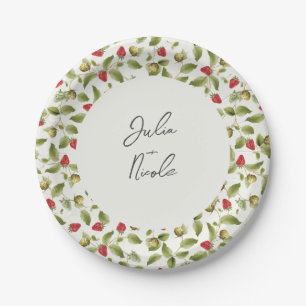Assiettes En Carton Fleurs de fraises rouges sucrées Mariage