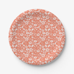 Assiettes En Carton Fleurs de jardin chic Coral Tropical Peach