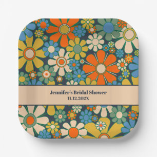Assiettes En Carton Fleurs de Jardin Rétro 60s les années 70 esthétiqu