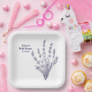 Assiettes En Carton Fleurs de lavande française de marque personnalisé