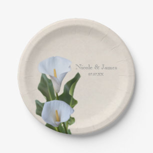Assiettes En Carton Fleurs de lys calla Fleurs élégantes Mariage de ma