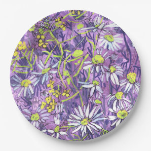 Assiettes En Carton Fleurs de marais Polka Dot Fleurs d'été Floral Art