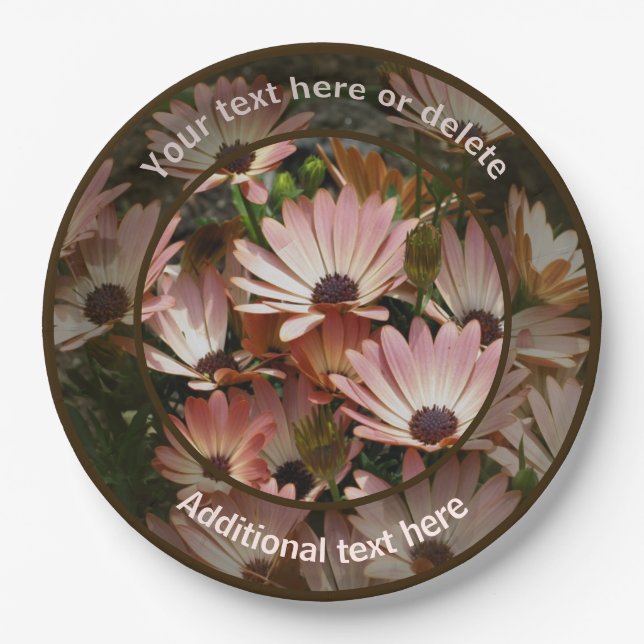 Assiettes En Carton Fleurs de marguerite rose Fête personnalisée (Devant)