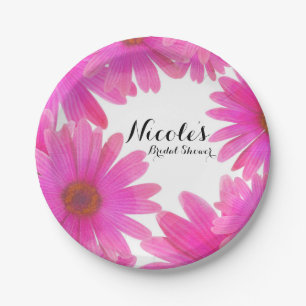 Assiettes En Carton Fleurs de marguerites roses Fête personnalisée élé