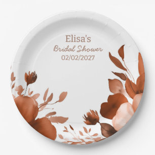 Assiettes En Carton Fleurs de Moka Aquarelle Douce Mariée Personnalisé