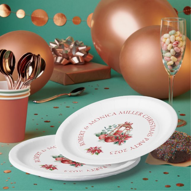 Assiettes En Carton Fleurs de Noël et bouquet de lanterne (Multi)