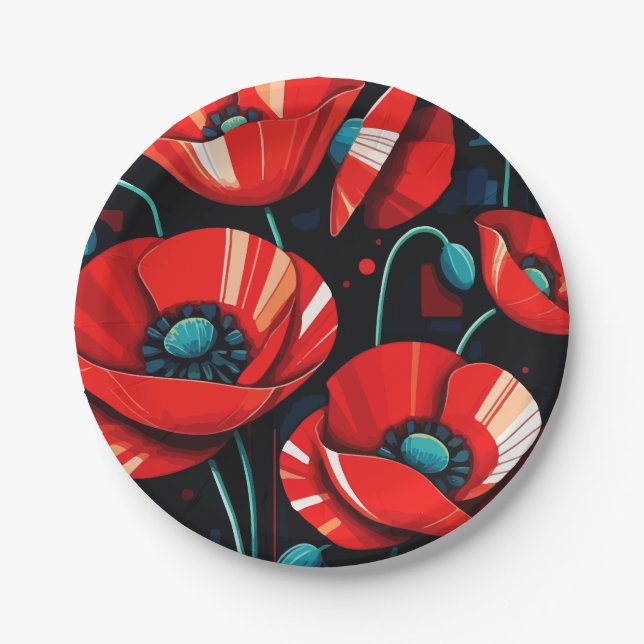 Assiettes En Carton fleurs de pavot Papaver (Devant)