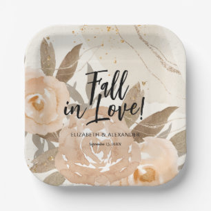 Assiettes En Carton Fleurs de Pêche Amoureuses Rustiques