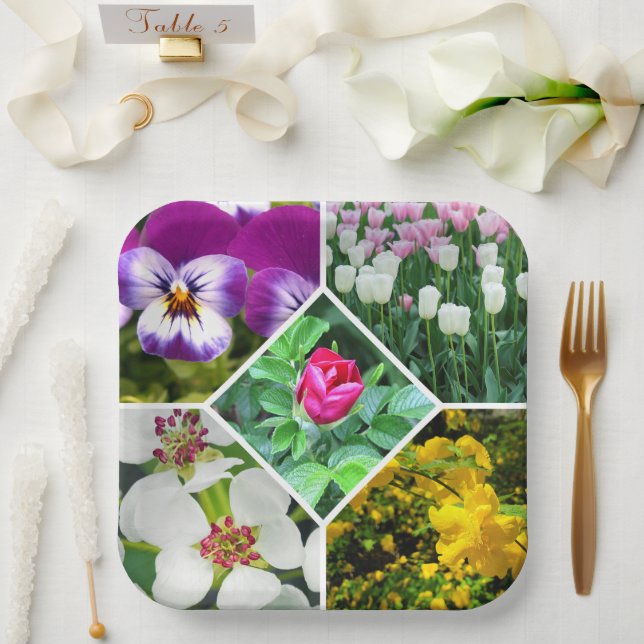 Assiettes En Carton Fleurs de printemps (Mariage)