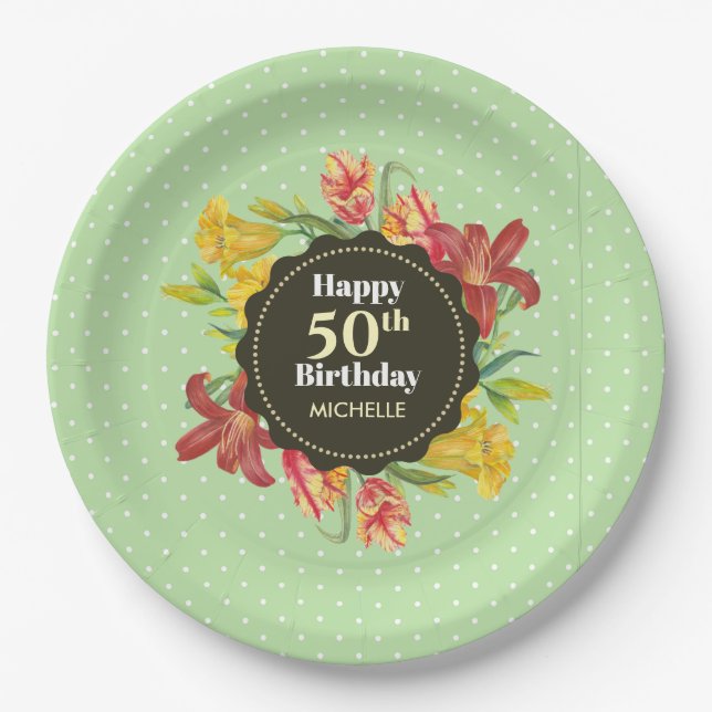 Assiettes En Carton Fleurs de printemps brillantes et vibrantes Wreath (Devant)