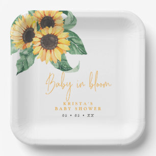 Assiettes En Carton Fleurs de soleil Baby en fleur Plaques de papier B