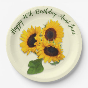 Assiettes En Carton Fleurs de soleil Big Personnalisé fête d'anniversa