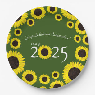 Assiettes En Carton Fleurs de soleil Country Graduation Party Green